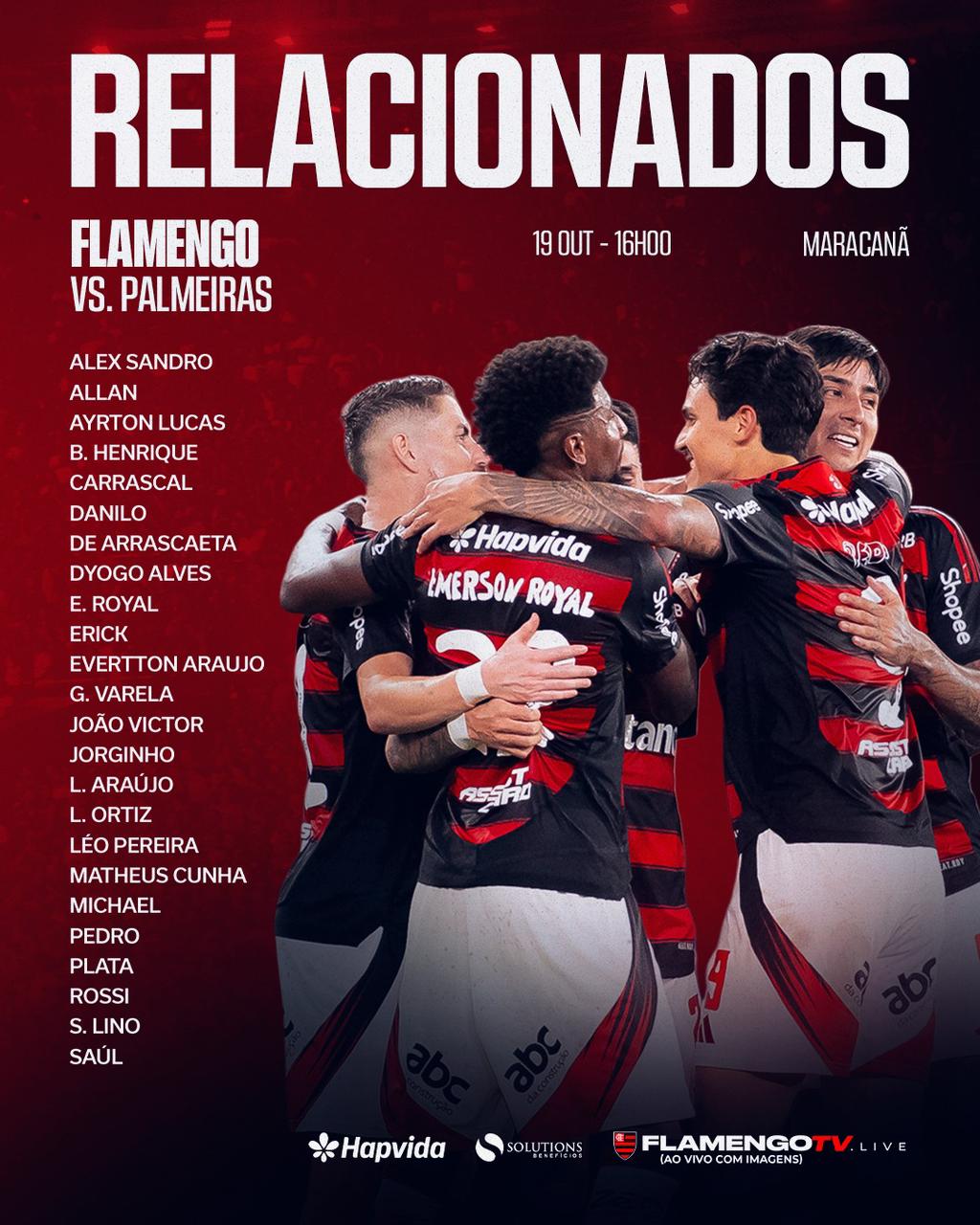 Filipe Luís divulga lista de relacionados para jogo do Flamengo x Palmeiras