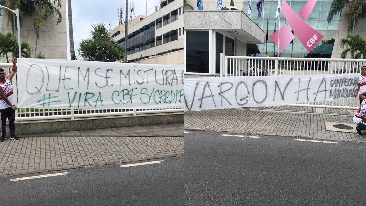 “A CBF é verde”: torcedores do Flamengo protestam na sede da entidade no Rio de Janeiro; veja