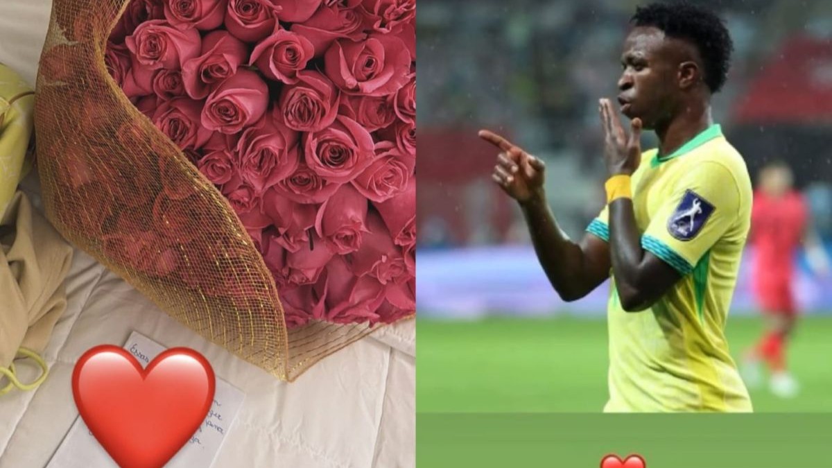 Amor venceu? Vini Jr comemora gol ‘apaixonado’, e Virgínia reage