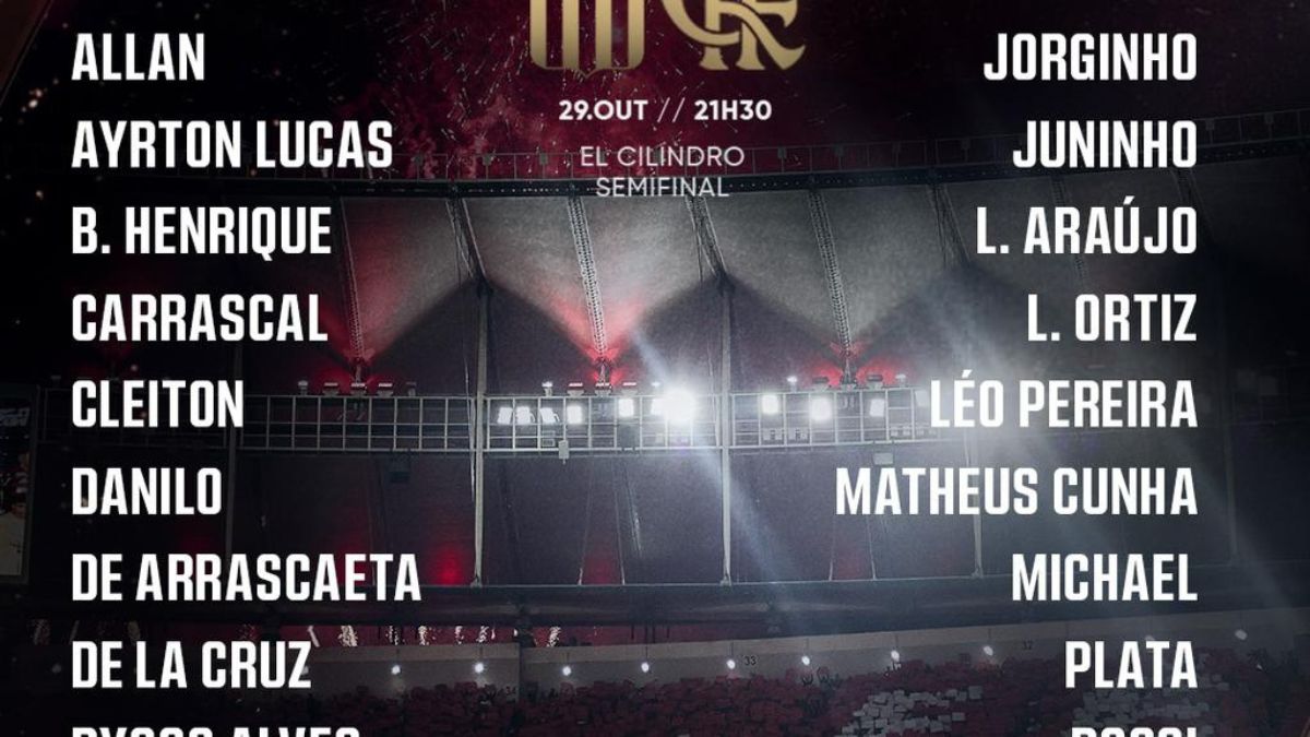 Com reforço, Flamengo divulga lista de relacionados para jogo contra o Racing, pela Libertadores