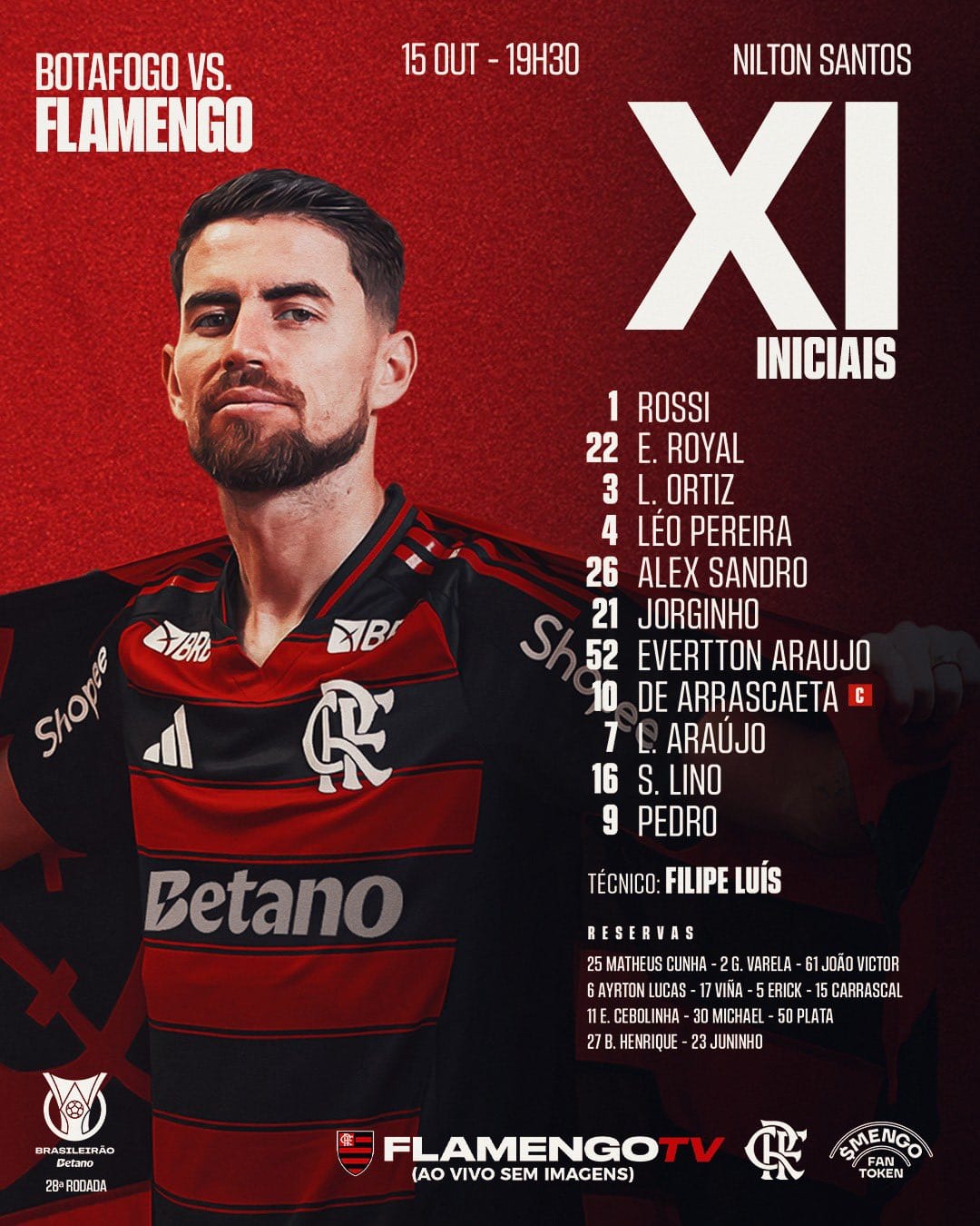 SAIU! Com Evertton Araújo, Filipe Luís define escalação para jogo do Flamengo x Botafogo