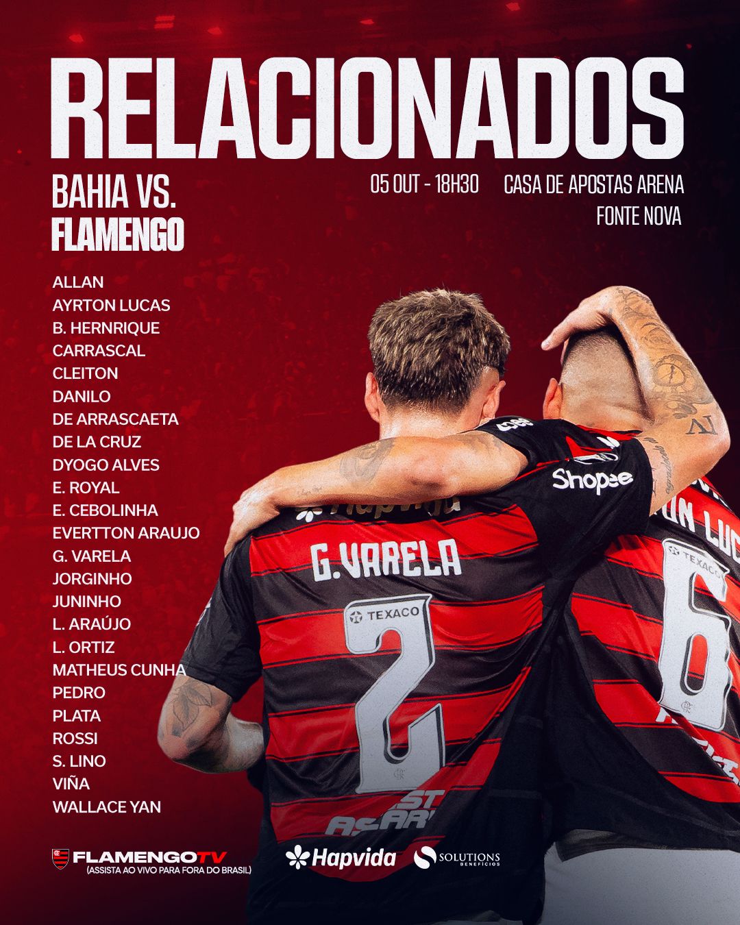 Sem Saúl, Filipe Luís define lista de relacionados para jogo do Flamengo x Bahia, pelo Brasileirão