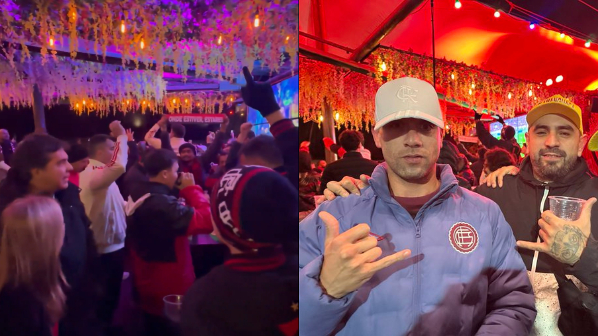 Torcida do Flamengo e argentinos lotam antes do jogo contra Racing