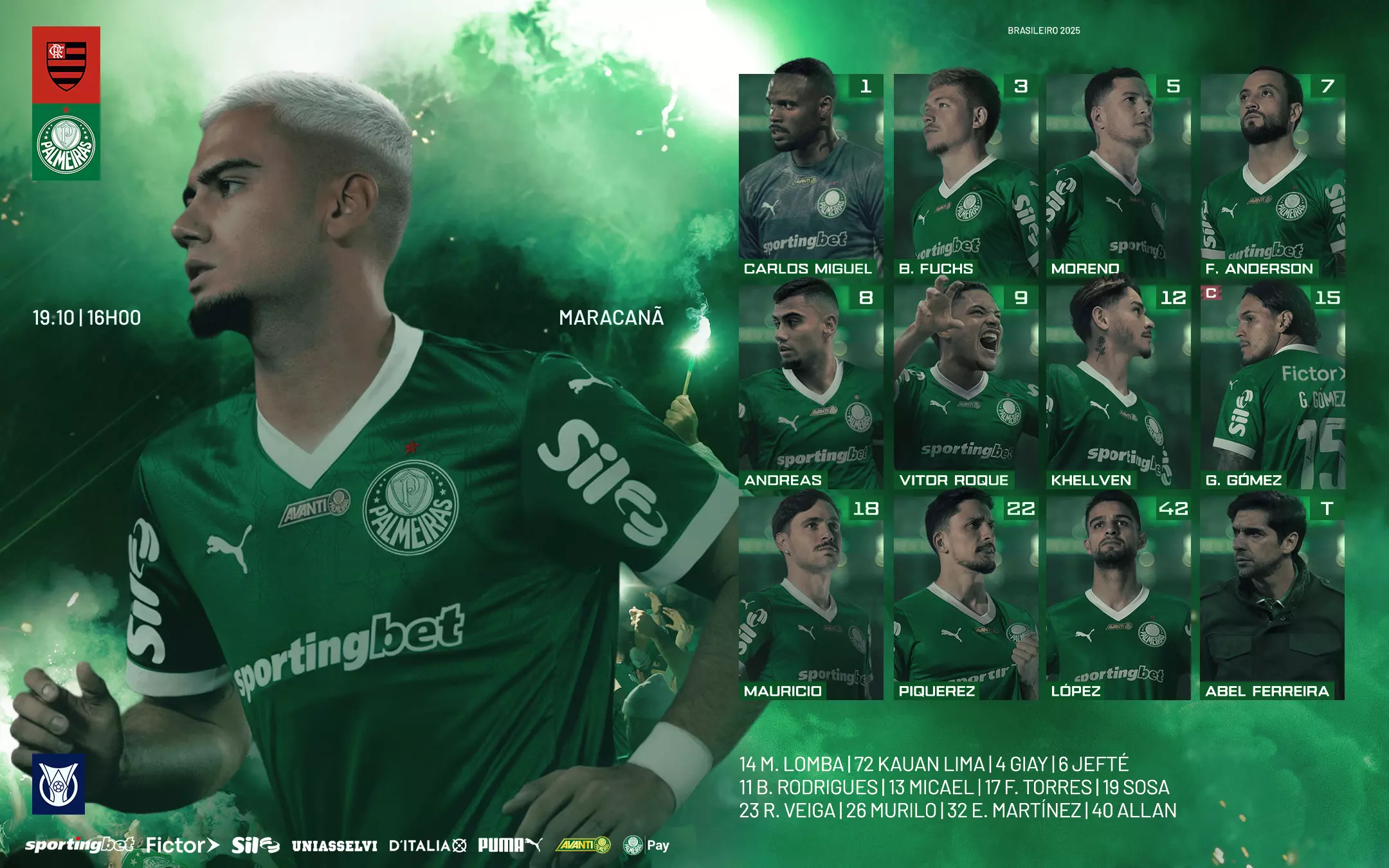 Veja escalação do Palmeiras para jogo contra o Flamengo, pelo Brasileirão