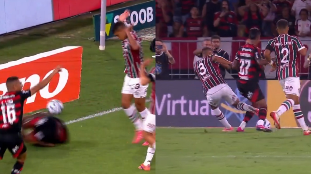 Absurdo! Bruno Henrique leva chute na área, e o juiz ignora pênalti para o Flamengo