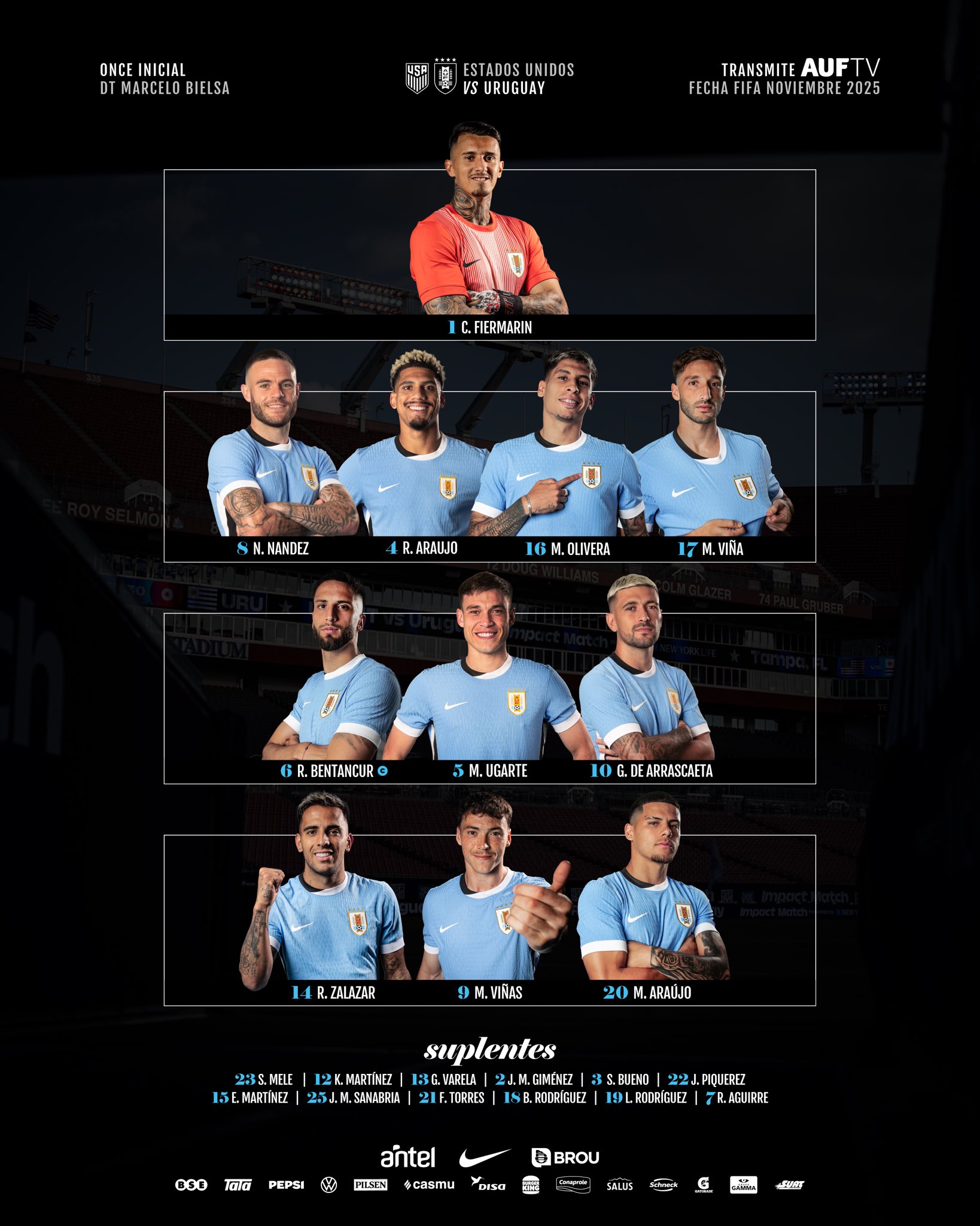 Arrascaeta titular? Veja escalação do Uruguai para jogo hoje