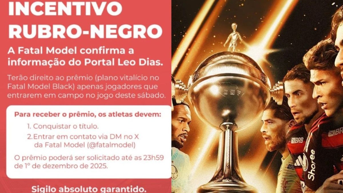 Fatal Model promete plano a jogadores do Flamengo na Liberta