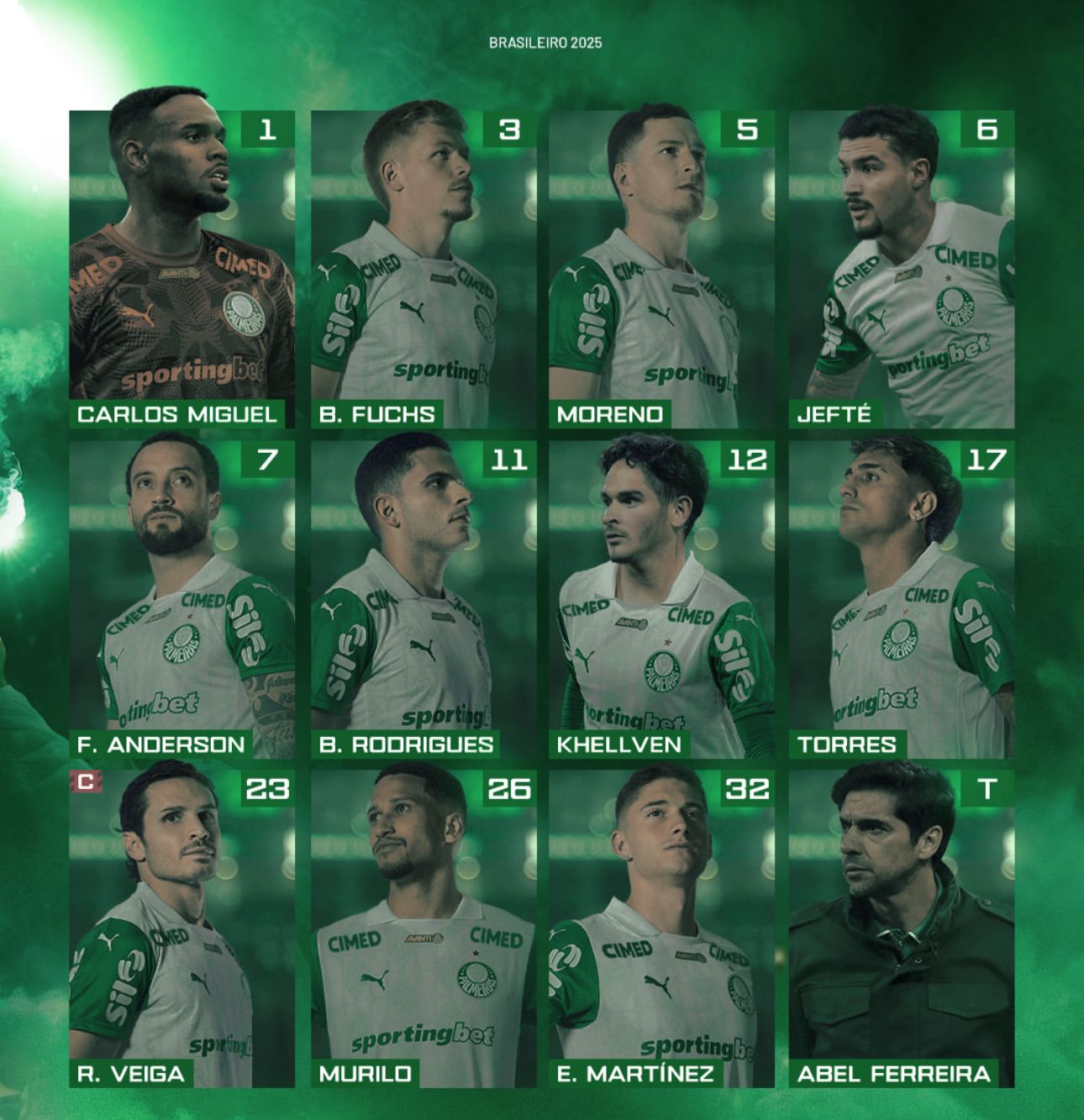 Sem Andreas Pereira e Vitor Roque, Palmeiras divulga escalação para jogo contra o Juventude; Flamengo observa