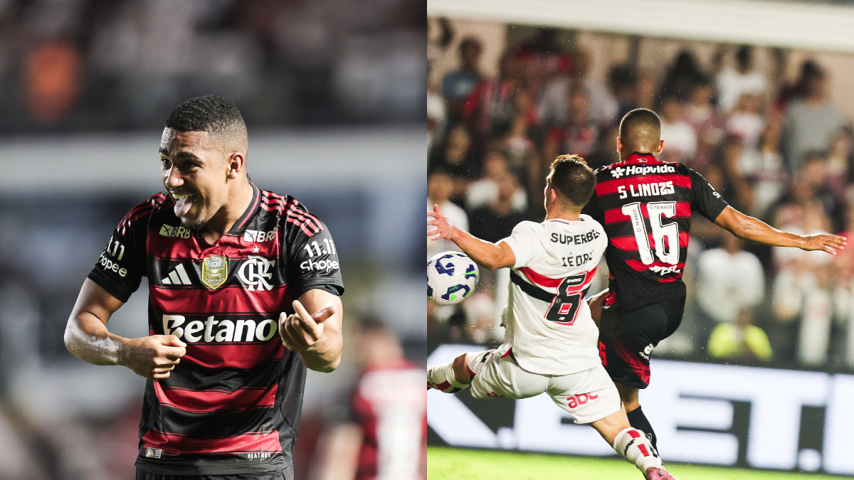 Vídeo | Samuel Lino acerta um sem-pulo e vira 2 a 1 para o Flamengo x São Paulo