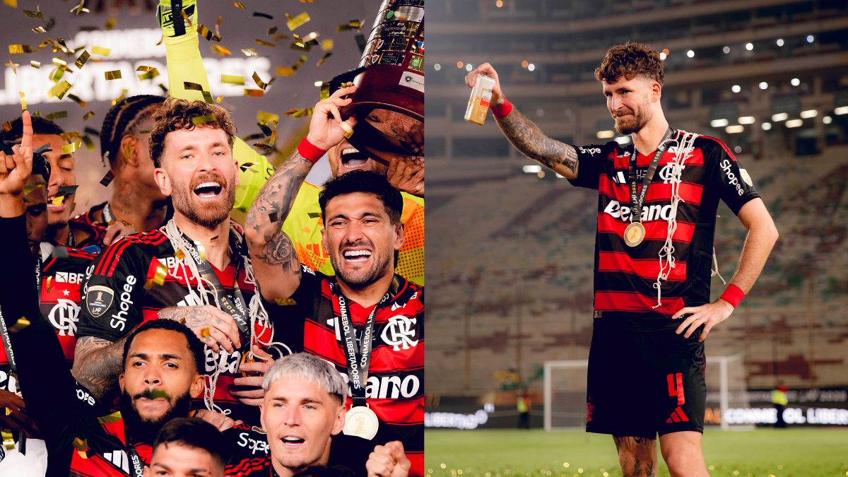 Léo Pereira deixa festa acompanhado de medalhista do Flamengo