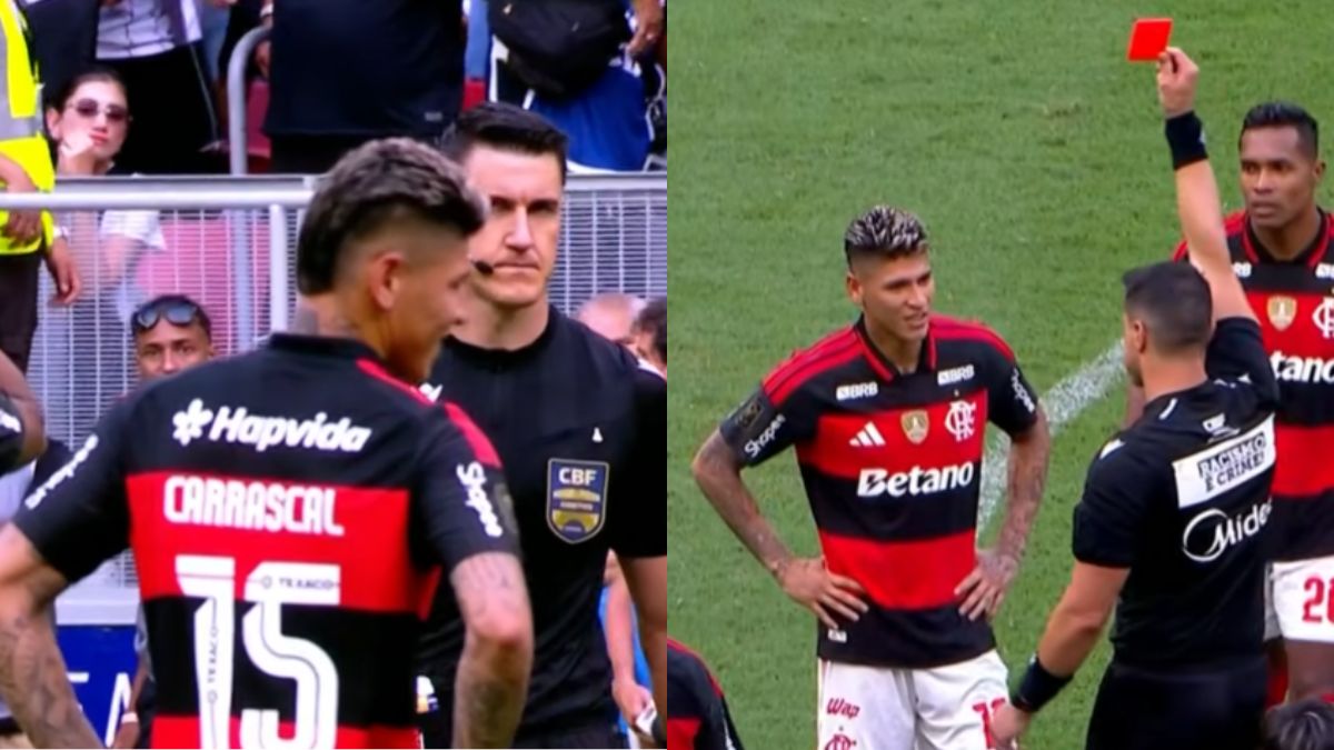 CBF esclarece motivo da expulsão de Carrascal em jogo do Flamengo x Corinthians, pela Supercopa do Brasil
