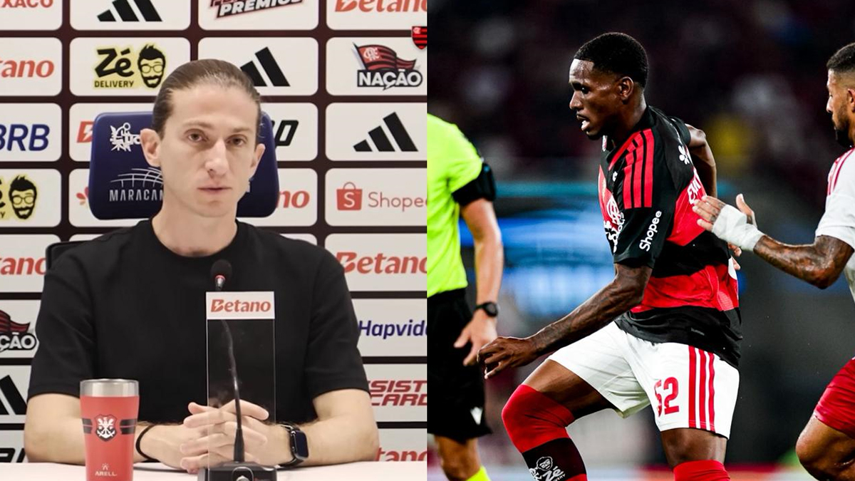 Filipe Luís admite 'injustiça' com Evertton Araújo e justifica escolha de De La Cruz em jogo do Flamengo x Internacional