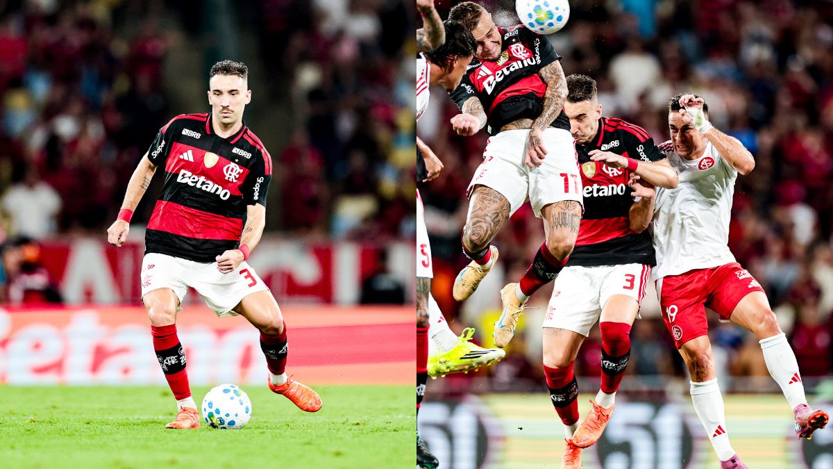 Léo Ortiz comemora marca centenária em jogo do Flamengo x Internacional