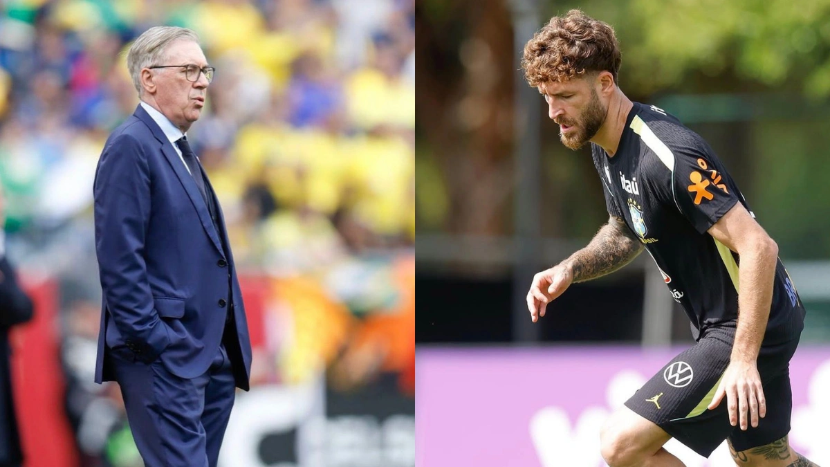 Ancelotti convoca ex-Palmeiras para disputar vaga com jogador do Flamengo no próximo jogo do Brasil