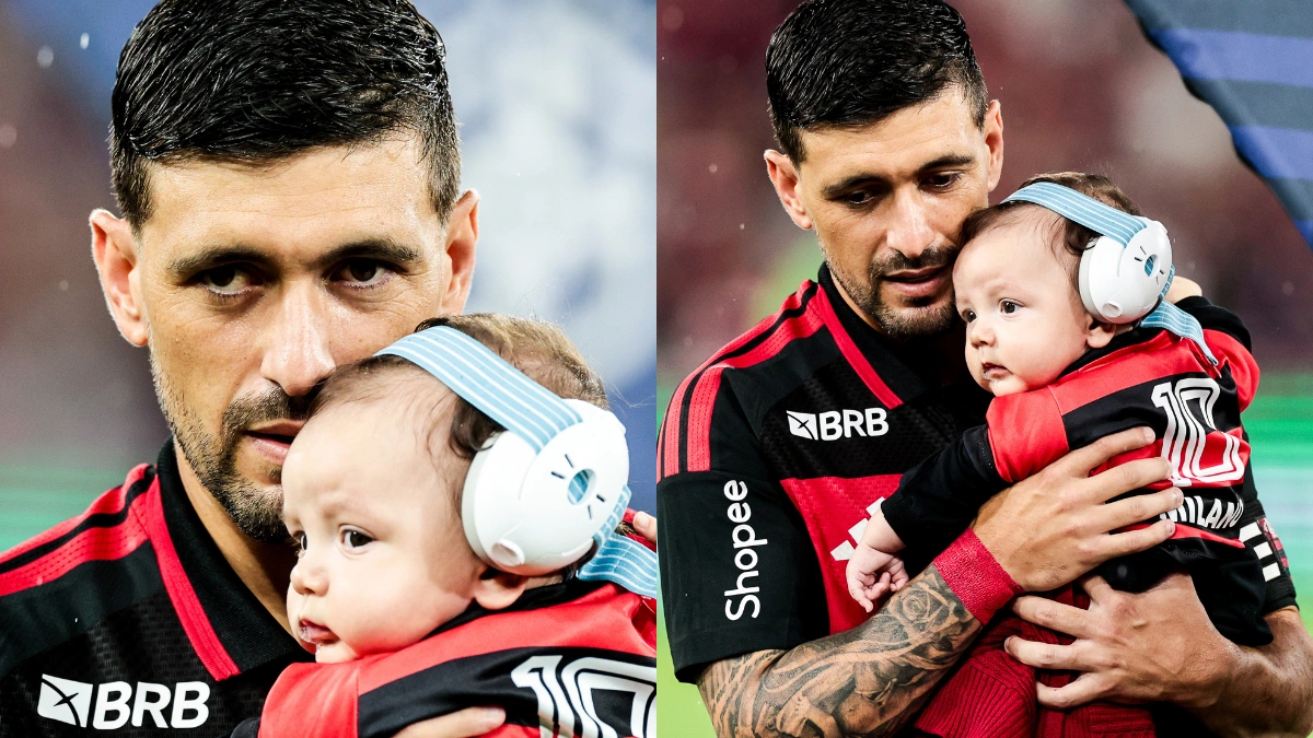 Arrascaeta realiza sonho com filho em jogo do Flamengo x Remo