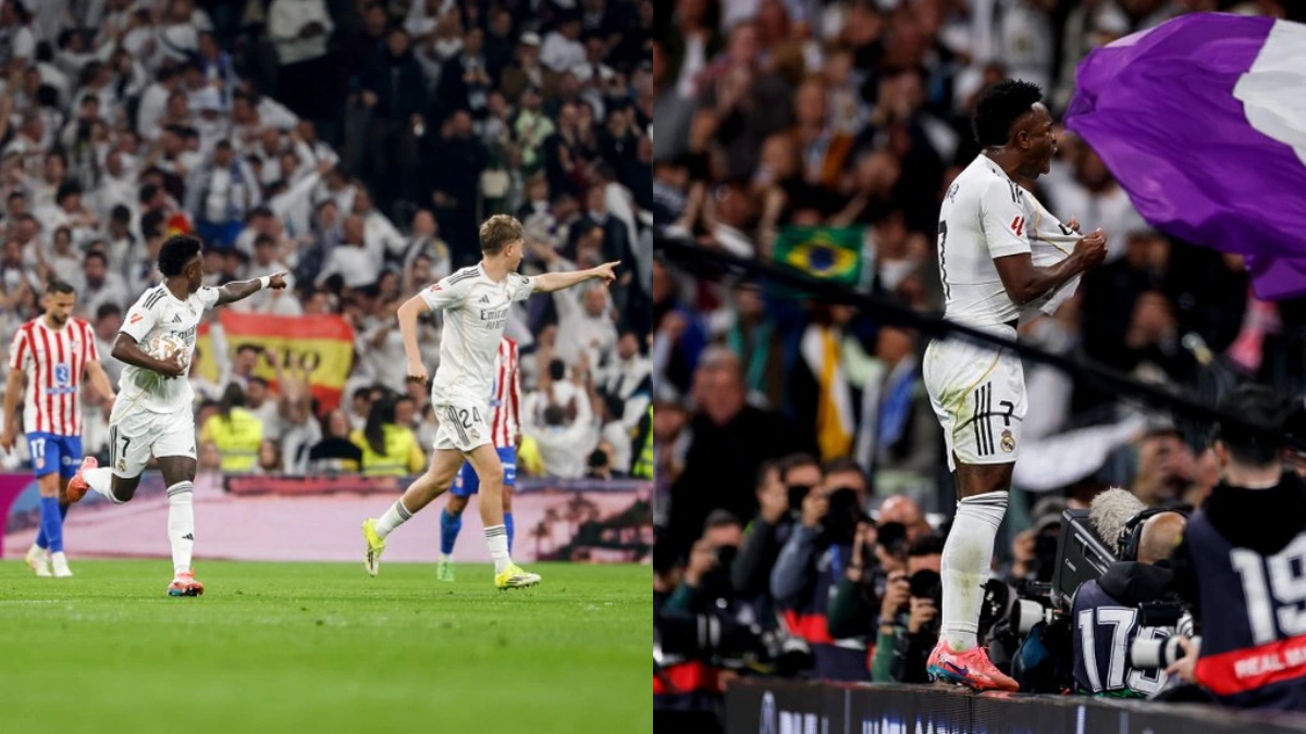 Vini Jr acaba com o Atlético de Madrid, faz 2 gols e garante vitória de virada do Real Madrid