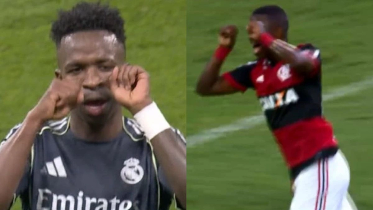 Vini Jr esquece ‘estilo Jorginho’ e faz comemoração famosa no Fla