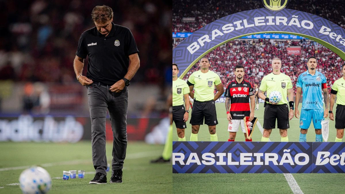 Cuca critica arbitragem de Daronco em jogo do Flamengo x Santos