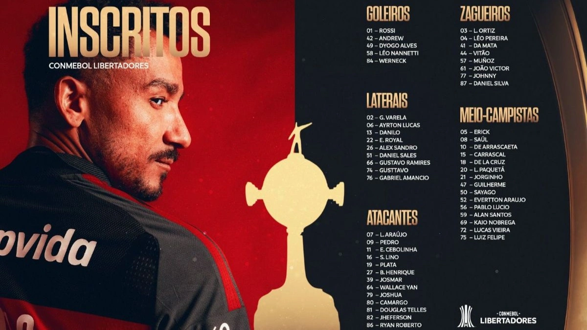 Flamengo divulga lista de 50 inscritos para a Libertadores