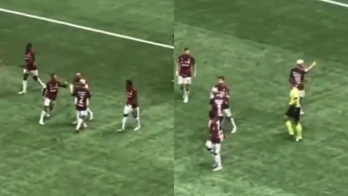 Léo Ortiz e Samuel Lino 'agridem' Varela após gol de Arrascaeta em Flamengo x Atlético-MG