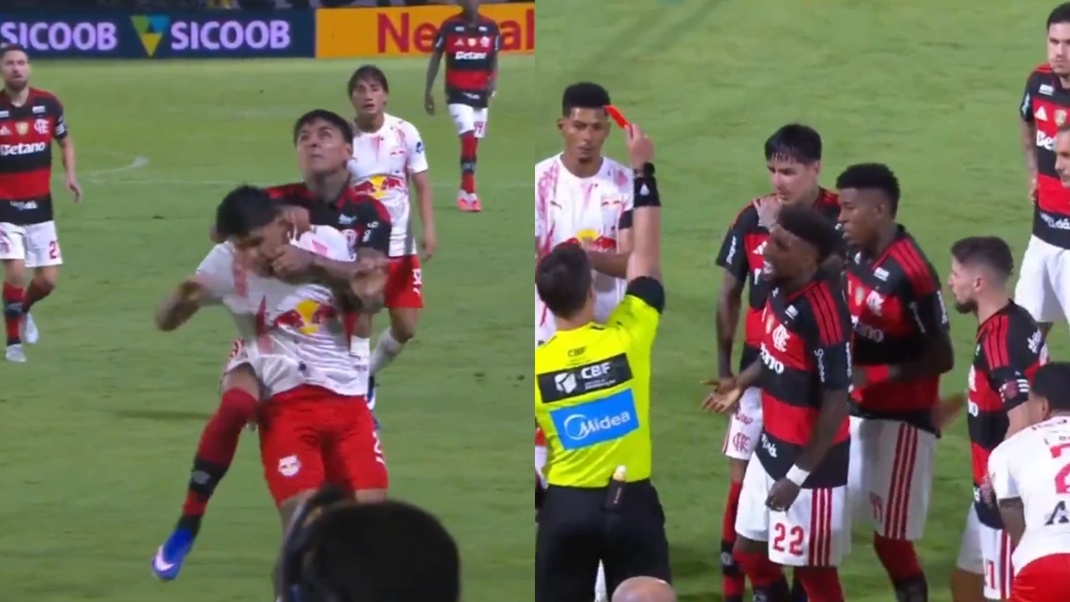 Pulgar acerta jogador do Bragantino, é expulso e desfalca Flamengo contra Santos