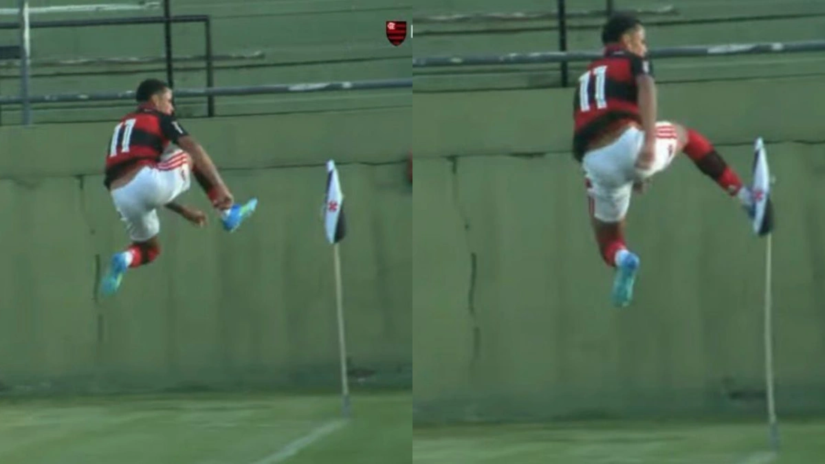 Ryan Roberto chuta bandeira do Vasco e promove confusão em vitória do Flamengo