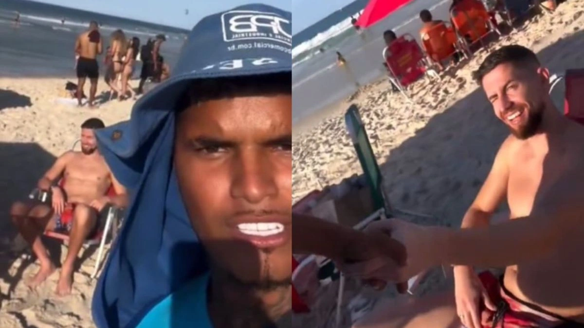Vendedor comete gafe ao encontrar jogador do Flamengo na praia