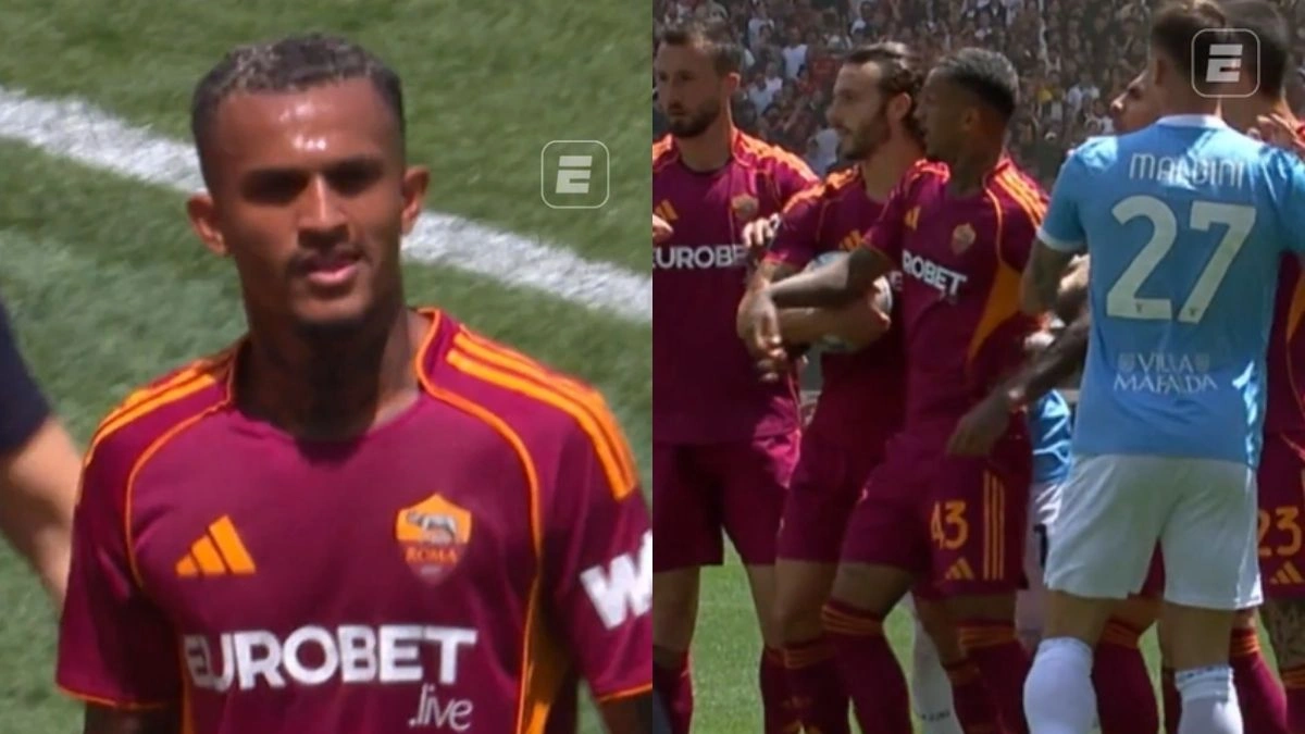 Ex-Flamengo, Wesley é expulso durante clássico entre Roma e Lazio pelo Campeonato Italiano