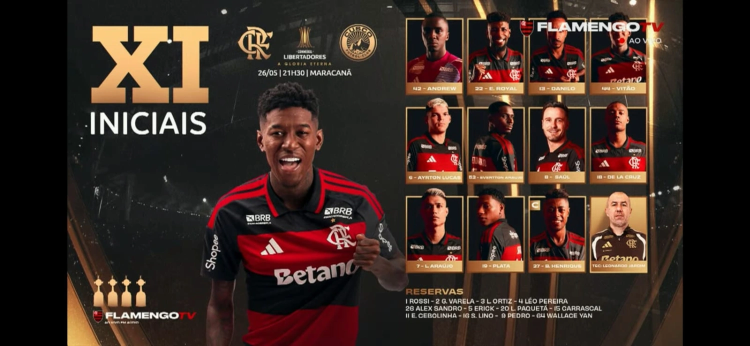 Flamengo divulga escalação para jogo contra o Cusco
