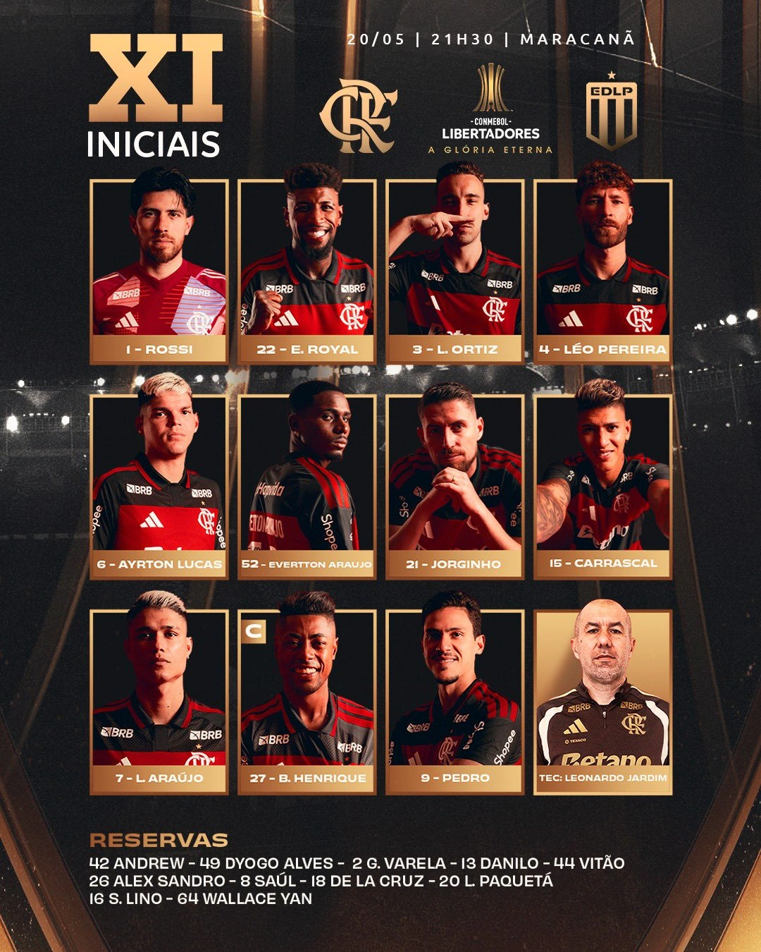Flamengo divulga escalação para jogo contra o Estudiantes
