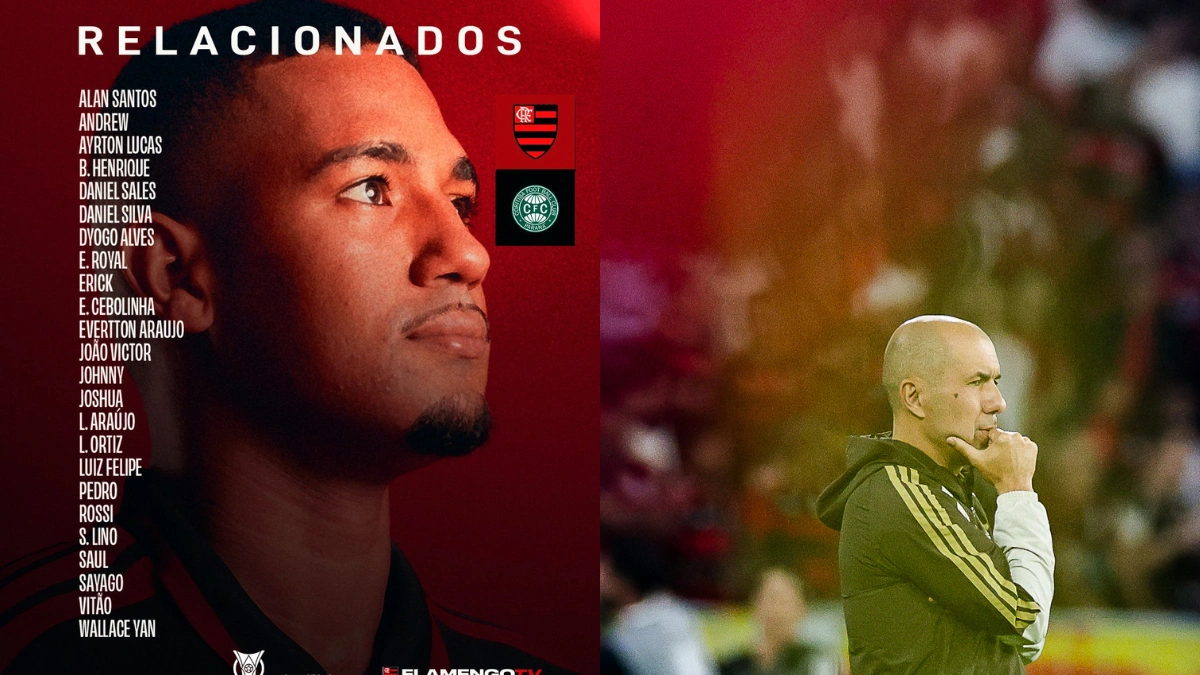 Flamengo divulga lista de relacionados com presença do sub-20 para enfrentar o Coritiba