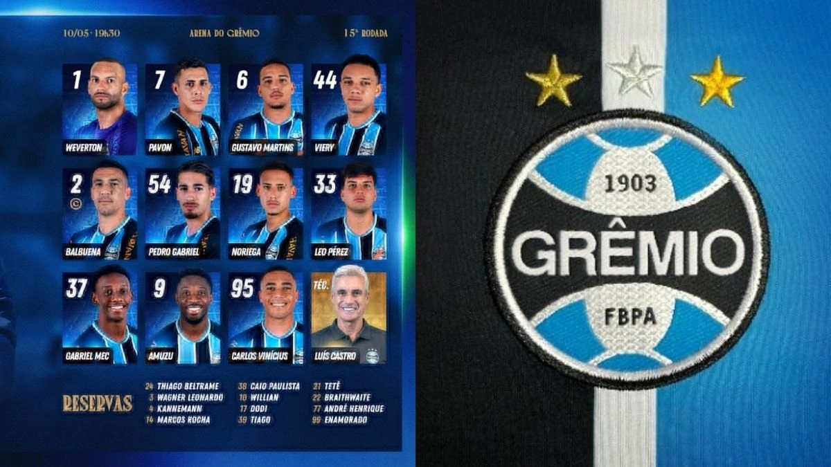 Grêmio define escalação para jogo contra o Flamengo, pelo Brasileirão