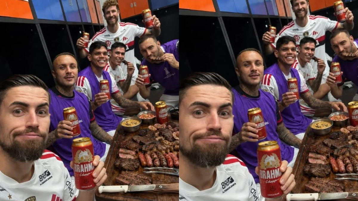 Jogadores do Flamengo fazem churrasco no vestiário após cancelamento de jogo; entenda a brincadeira