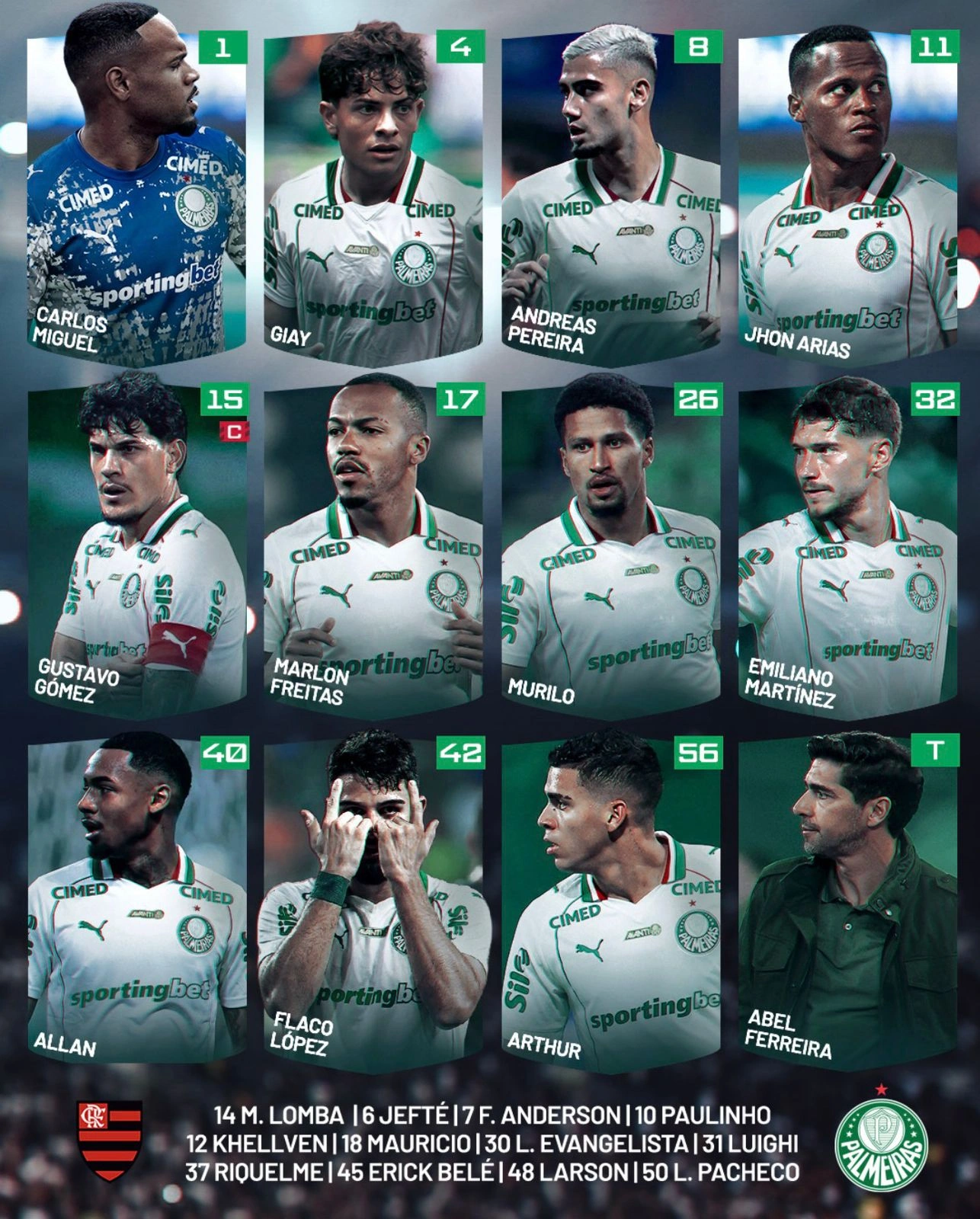 Palmeiras define escalação para jogo contra o Flamengo, pelo Brasileirão