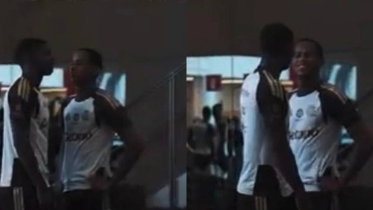Wallace Yan encara jogador do Flamengo no Ninho do Urubu