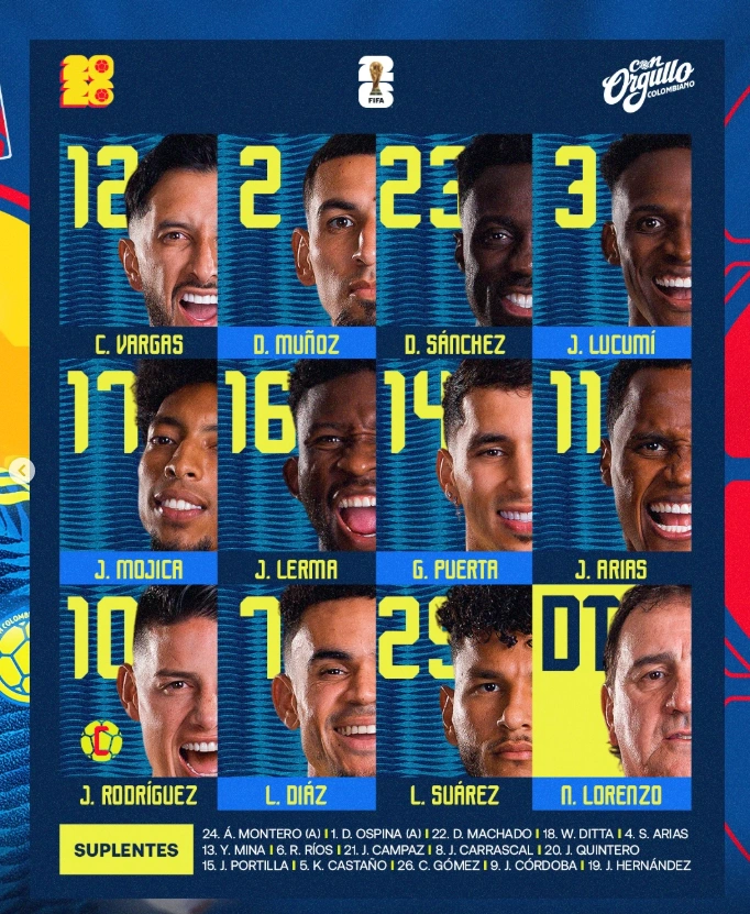 Carrascal titular? Veja escalação da Colômbia para jogo contra o Uzbequistão