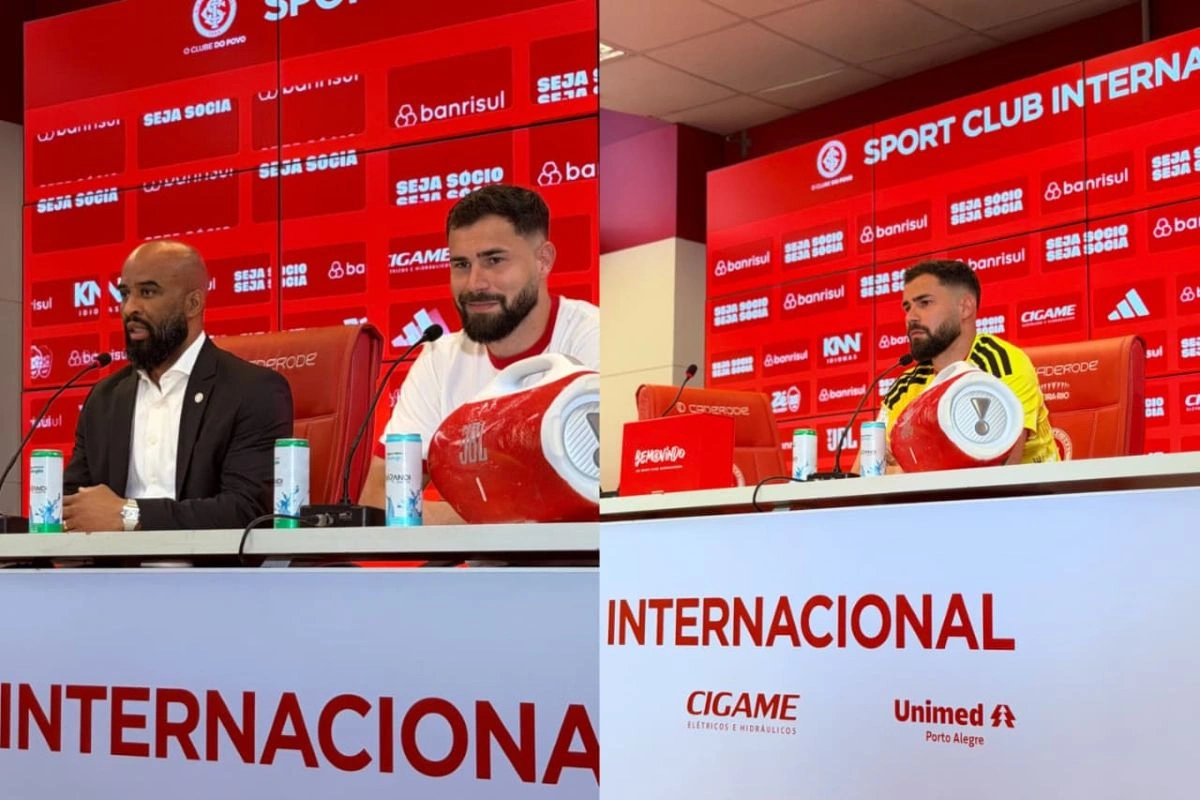 Matheus Cunha é apresentado no Internacional e cita o Flamengo