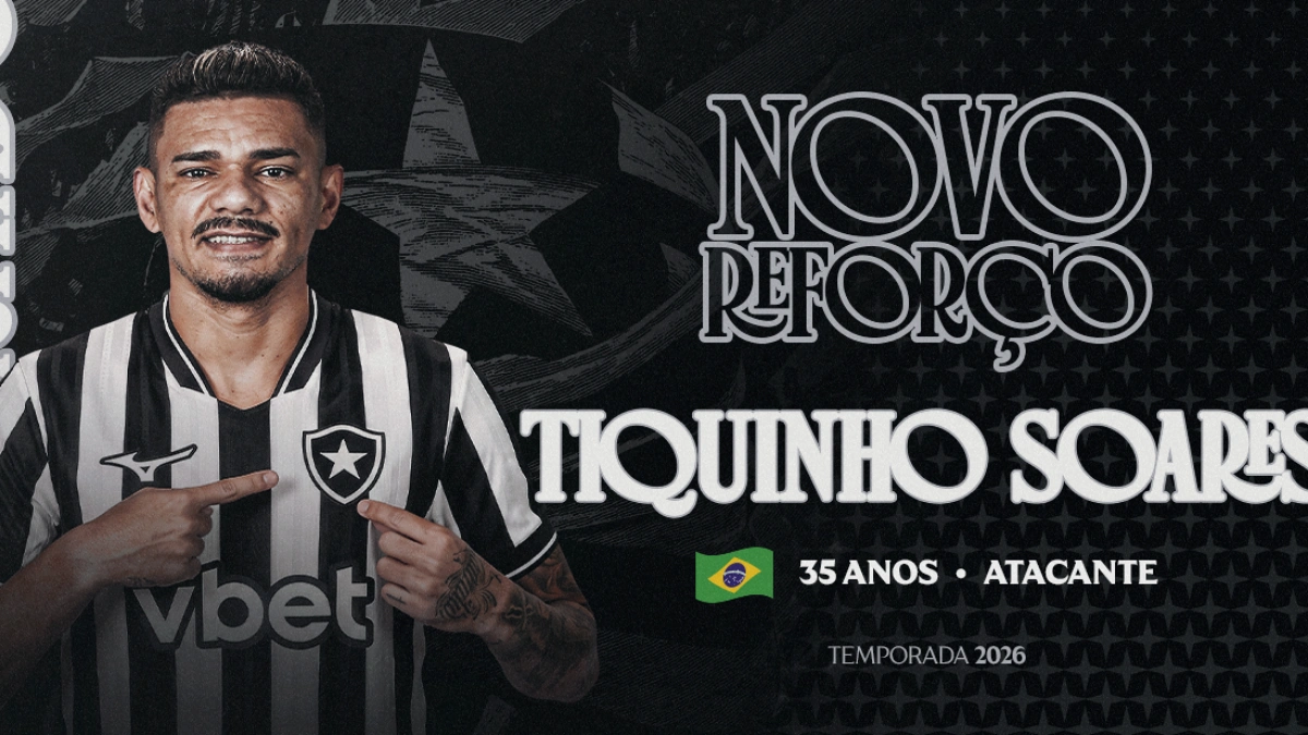 Botafogo anuncia contratação de Tiquinho Soares antes de jogo contra o Flamengo, pelo Brasileirão