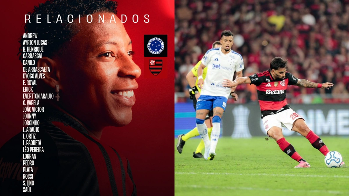 Flamengo divulga lista de relacionados para enfrentar o Cruzeiro, pelo Brasileirão
