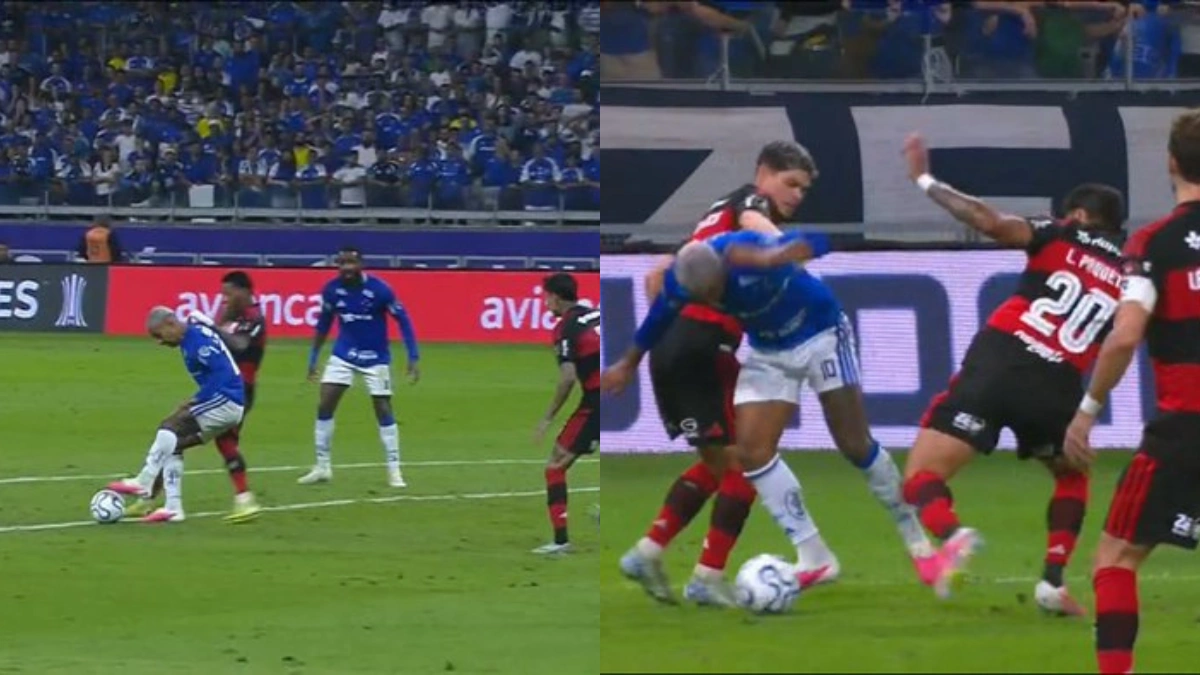 Matheus Pereira simula 2 pênaltis, mas sai impune em jogo do Flamengo x Cruzeiro