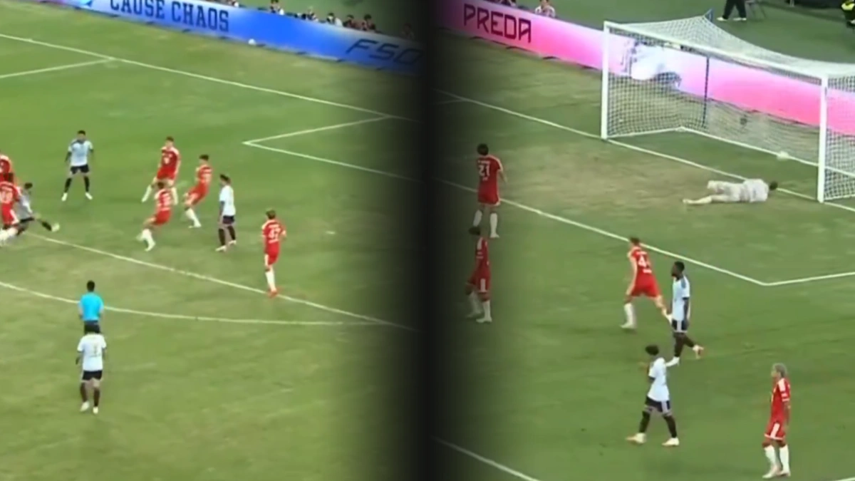 O golaço do cria João Gomes sobre Neuer em Aston Villa x Bayern de Munique