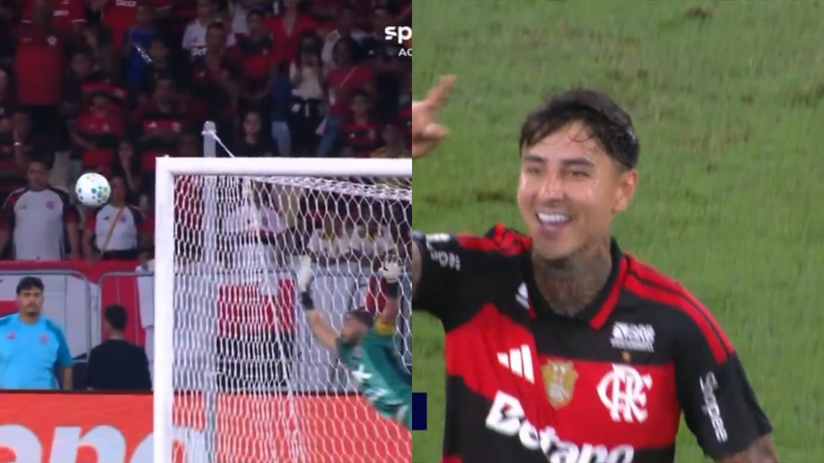 Pulgar acerta chutaço e faz 1º gol do Flamengo sobre o Vitória, pelo Brasileirão