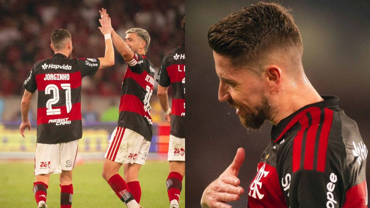A comemoração de Jorginho após o Flamengo abrir vantagem no Brasileirão