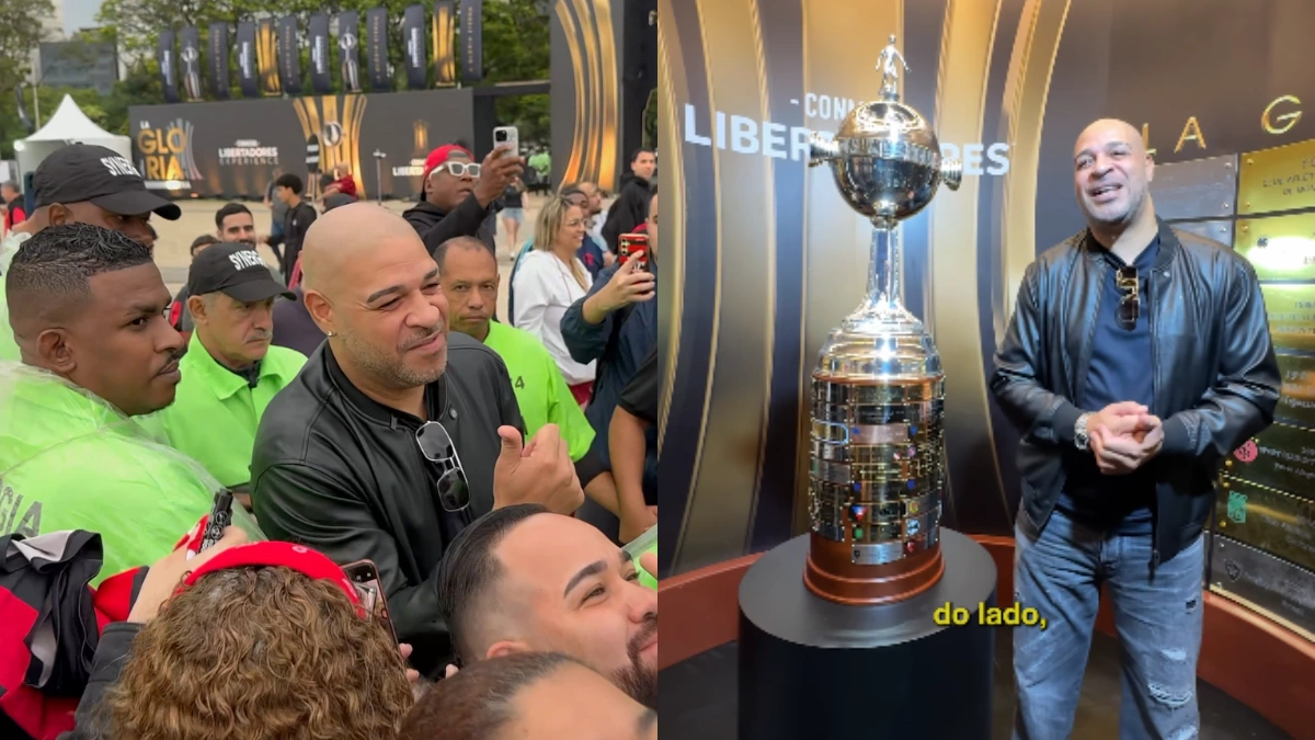 Adriano causa alvoroço na Libertadores Experience e pede o penta do Flamengo