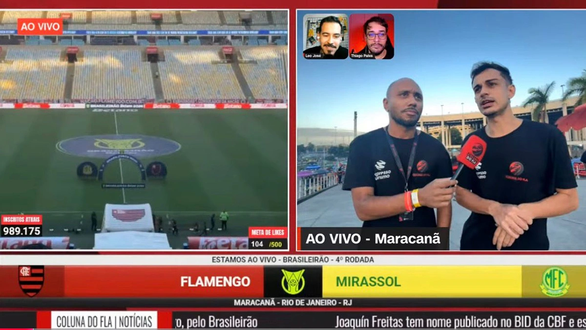 Com 2,1 milhões, Coluna do Fla tem maior audiência entre transmissões em vitória do Flamengo sobre o Mirassol