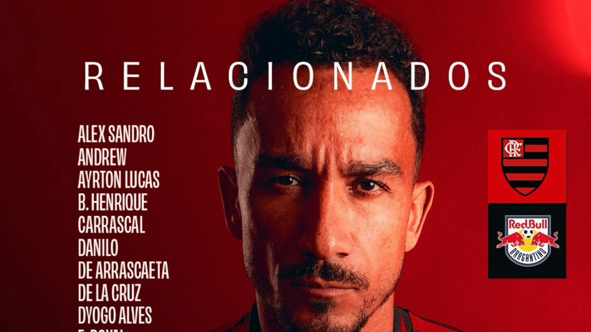 Flamengo divulga a lista de relacionado para enfrentar o Bragantino, pelo Brasileirão