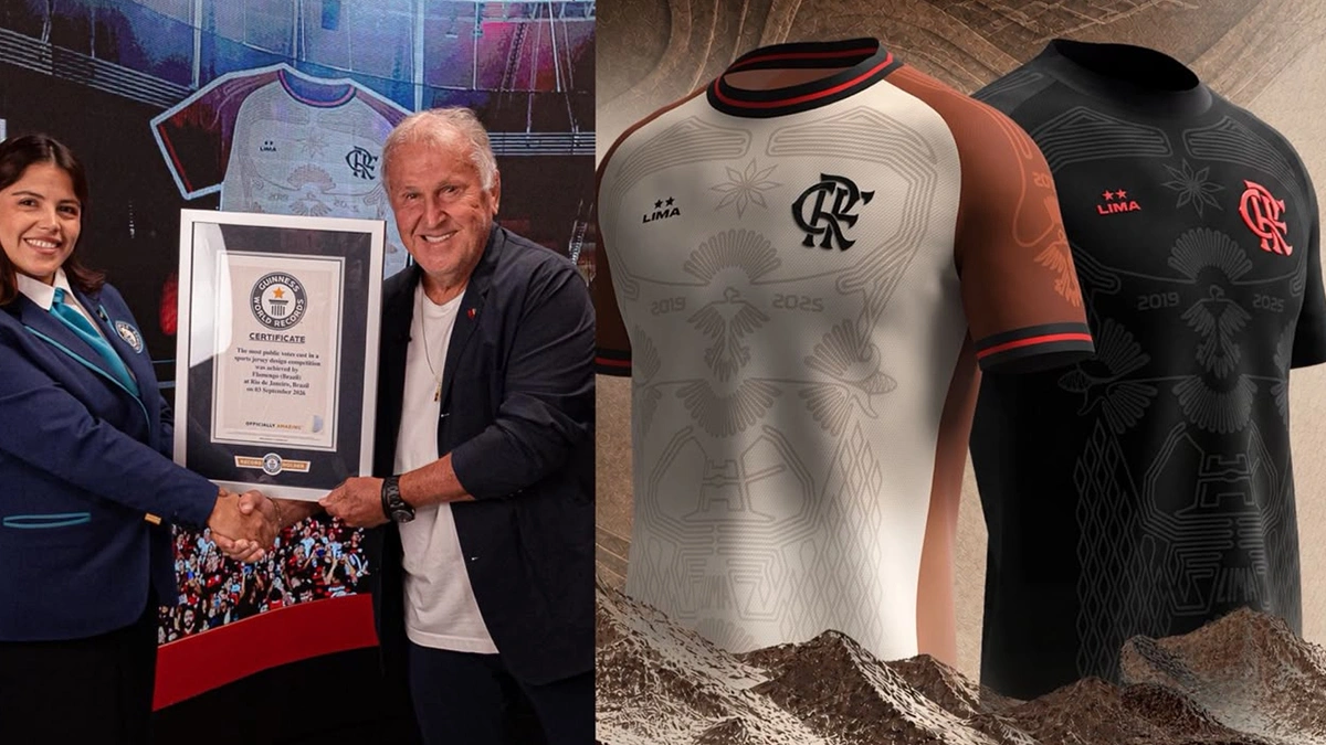 Manto da Nação entra para o Guinness com recorde mundial, e Zico recebe placa em nome do Flamengo