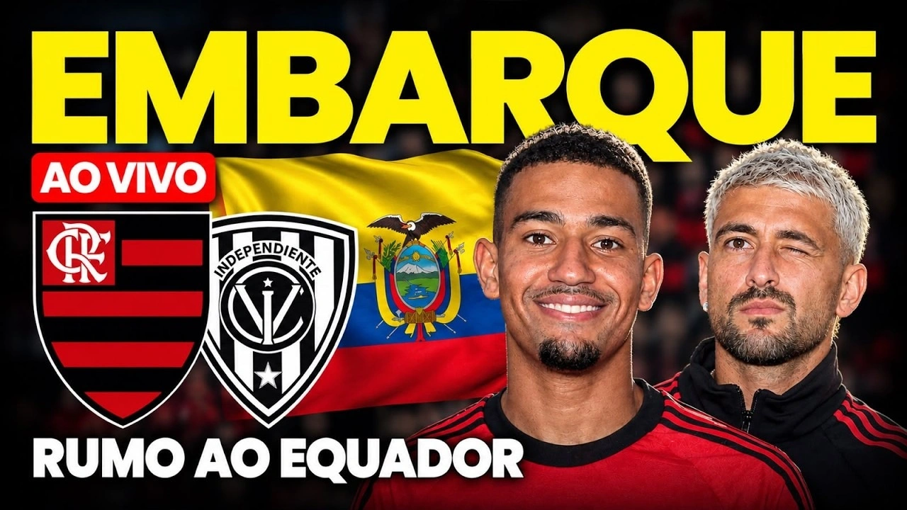 RUMO AO EQUADOR! Assista ao embarque do Flamengo para o jogo contra o Independiente del Valle, pela Libertadores