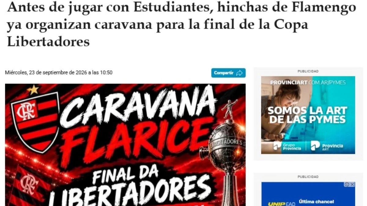 Site argentino ironiza movimento de torcida do Flamengo