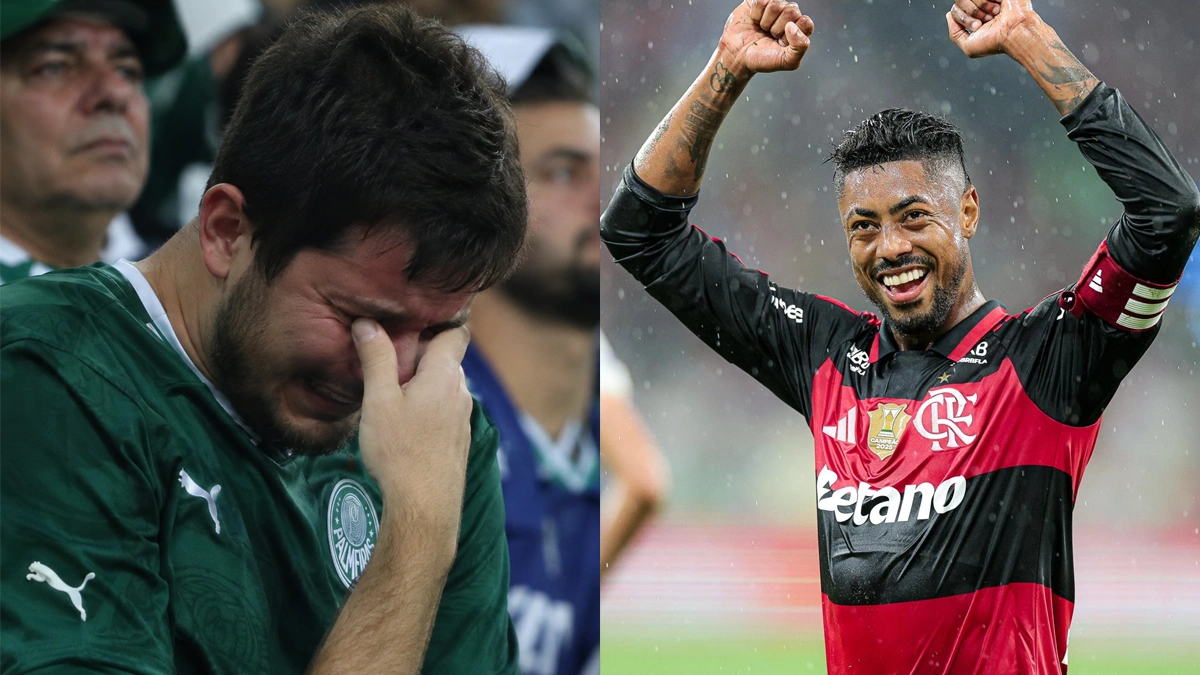 Torcedores do Palmeiras comemoram gol do Corinthians à toa